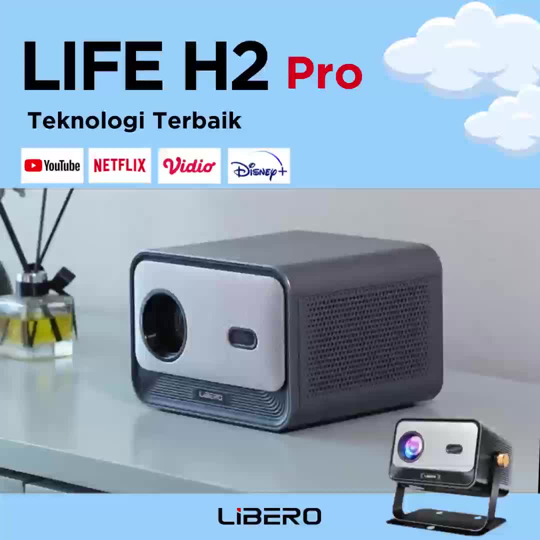 【Proyektor】LIFE Series H2- 400 ANSI 1080P- Android 12.0 Smart Proyektor- Netflix Youtube GooglePlay- A2 Chip- HIFI Sound- 8K Decoding- Miracast&Bluetooth Projector