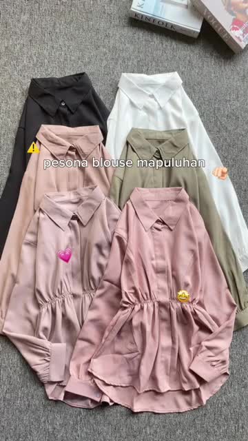 Hylooks Ara Blouse Baju Atasan Wanita Kerja Terbaru Kancing Variasi Depan Karet Korea Blouses Top Nyaman Muslim Panjang Dewasa Casual Shakilla Premium Basic Oversize