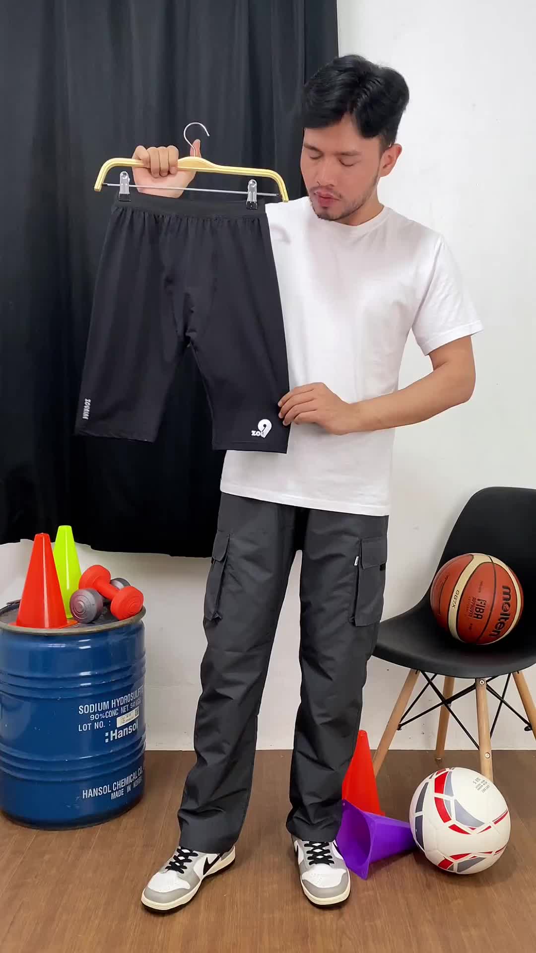 Zou9 Celana Olahraga Pria Legging Pendek Short Pants Leging Baselayer Renang Gym