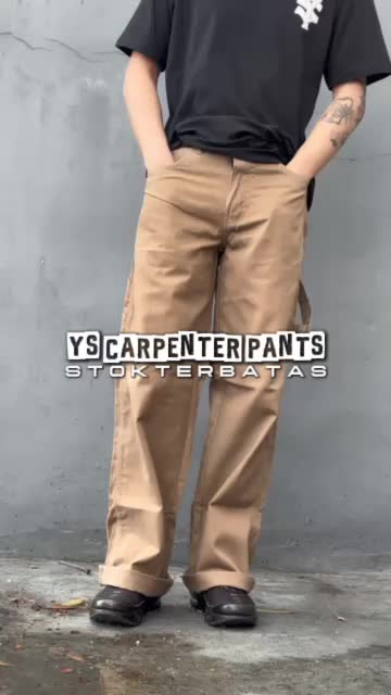 Celana Carpenter YS Losse Fit Chino Mocca - Cotton Twill Sueding, Non Stretch, Resleting Anti Karat - Loose, Nyaman Trend Fomo Panjang Kerja Keren
