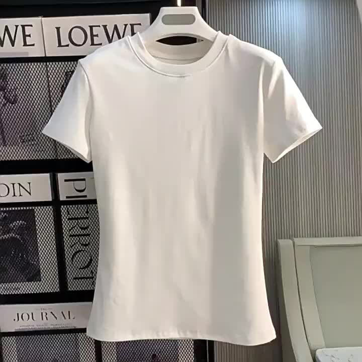 Kaos Pelangsing Wanita Polos Basic/T-shirt Kasual Serbaguna Wanita/Kaos Press Body Wanita Stretch Elastis/Baju Atasan Katun Premium Korean Style Cewek