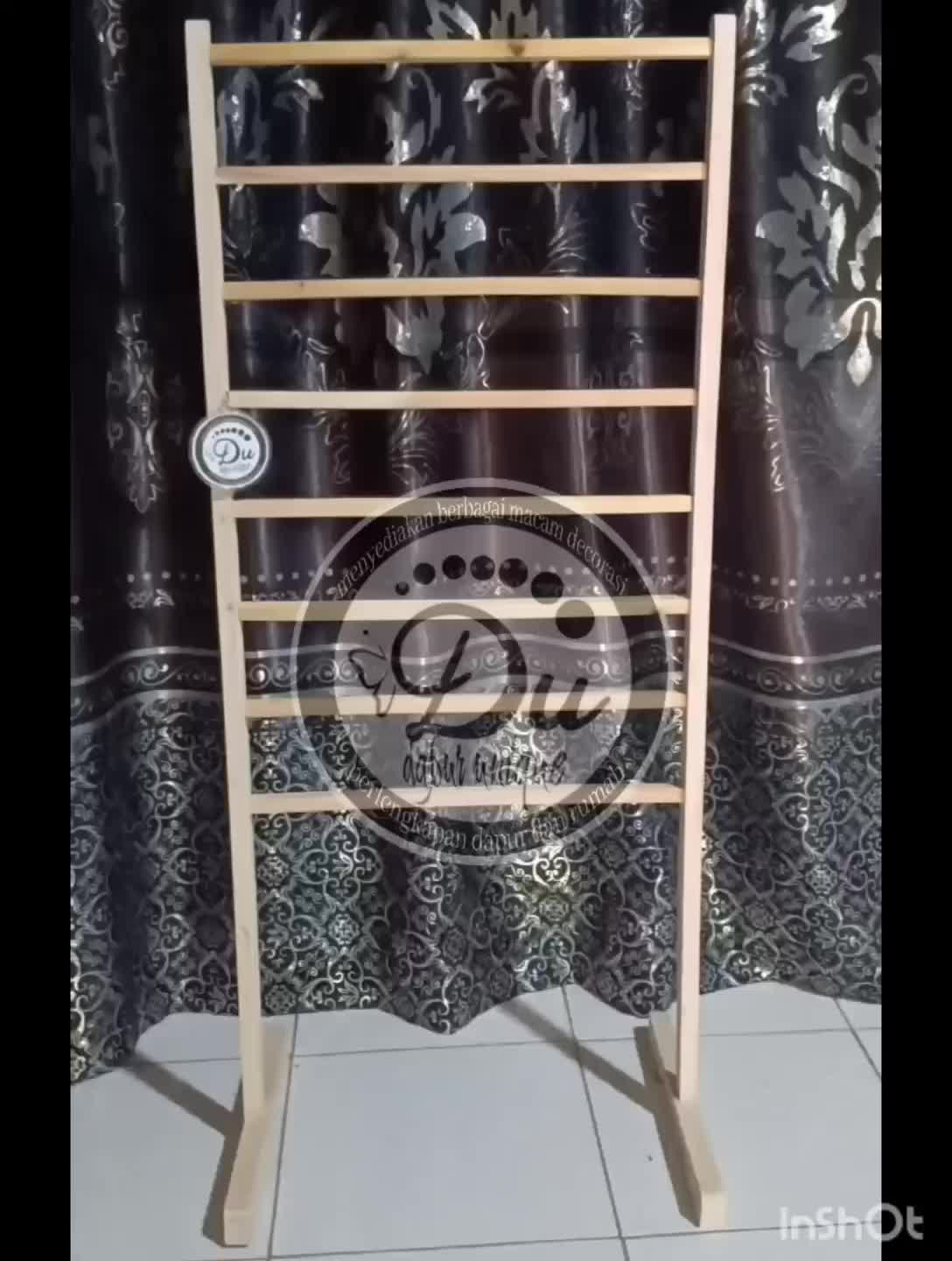 Rak Jajanan Hijab Renteng Renceng 8 Susun Kayu Mahogani 100cm x 40cm Tahan Lama Elegan