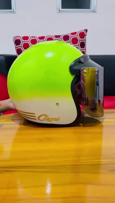 Helm Bogo Retro Warna Gradasi Putih Coklat Free Packing Kardus Box