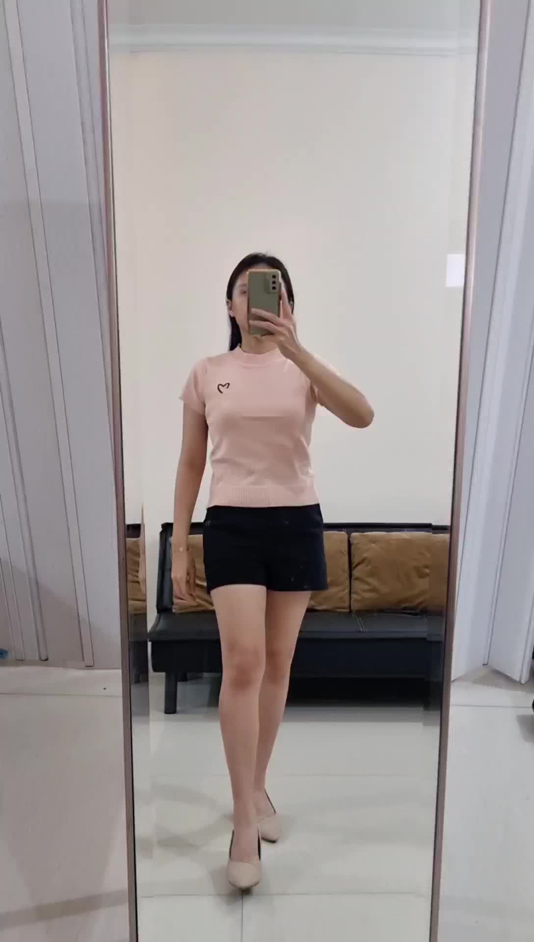 HCLL Baju Atasan Import Wanita Heary - Atasan Rajut Halus Import Lengan Pendek