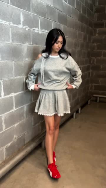 [me and] Tracey Set | Oversized Sweater and Mini Skirt Korean Coquette Y2K Renda Wanita