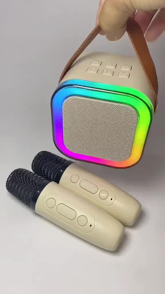 Kkimi Lndonesia K12 Speaker Bluetooth Nirkabel Dengan Speaker Mikrofon Ganda Stereo Rumah Portabel KTV Karaoke
