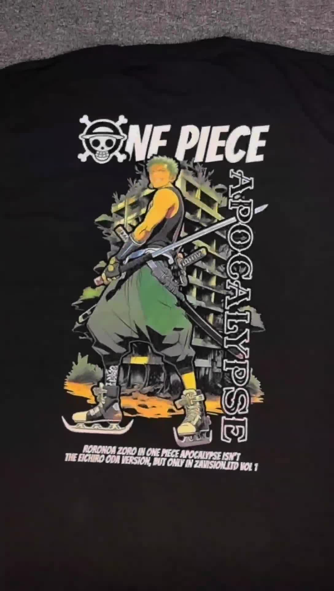 ZAVISION.LTD Kaos Baju Distro Anime Roronoa Zoro One Piece Apocalypse Unisex Hitam Pria Wanita Cotton Combed 24s  Katun Nyaman Cowok Pendek Cewek Printing Digital Sablon Dark Garis