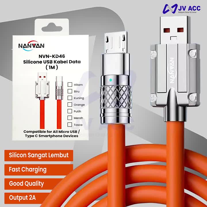 NVN-KD46 SILICONE KABEL DATA CHARGER FAST CHARGING TYPE TIPE C / MICRO USB 120W MURAH