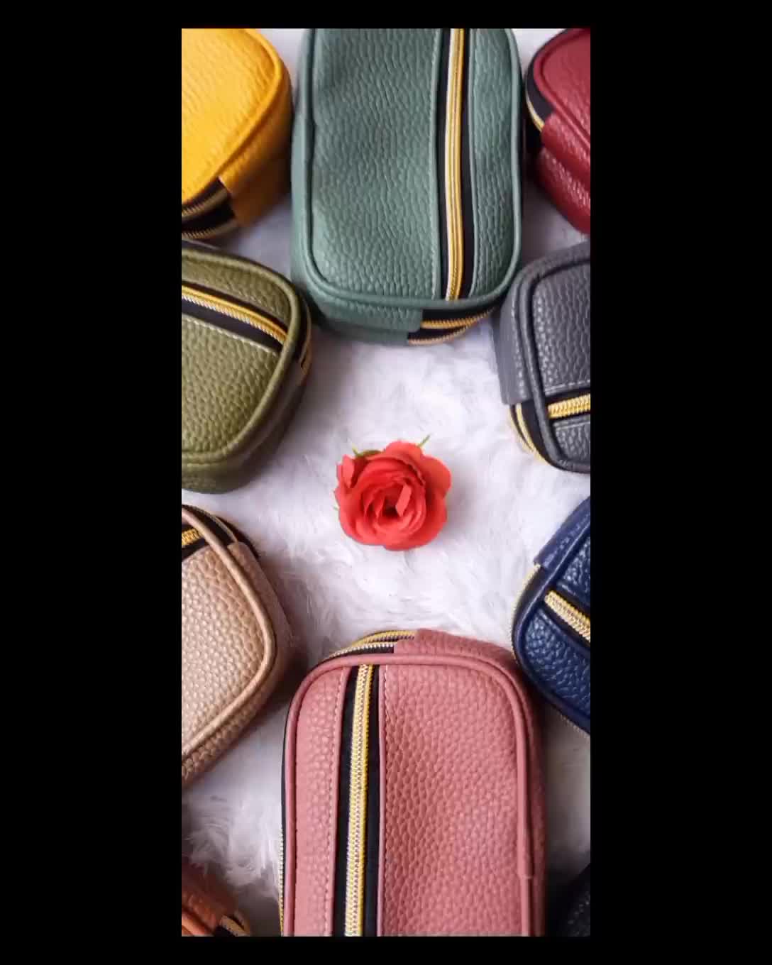 Dompet Koin Wanita 3 Resleting Papirut Kulit Jeruk Sintetis Terlaris