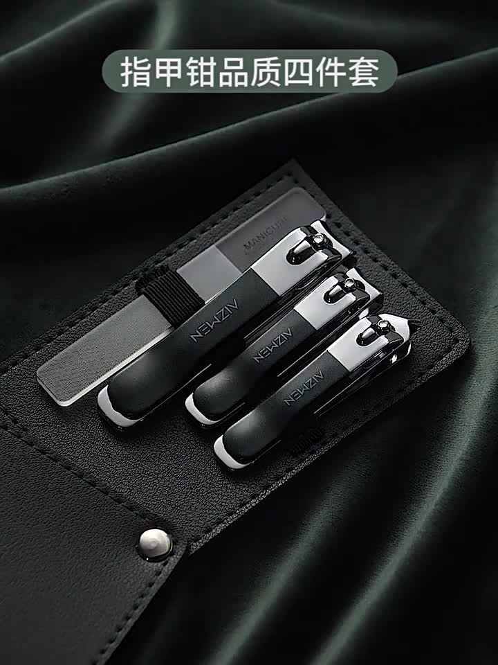 4 pcs Set Gunting Kuku dengan Kikir Tas Penyimpanan Rumah Pedikur Hemat Tenaga Kerja yang Ergonomis