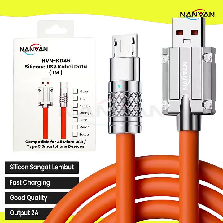 NANVAN NVN-KD46 Kabel Data Charger Fast Charging 120W Silikon For Micro Usb / Type C Smartphone Anti Patah