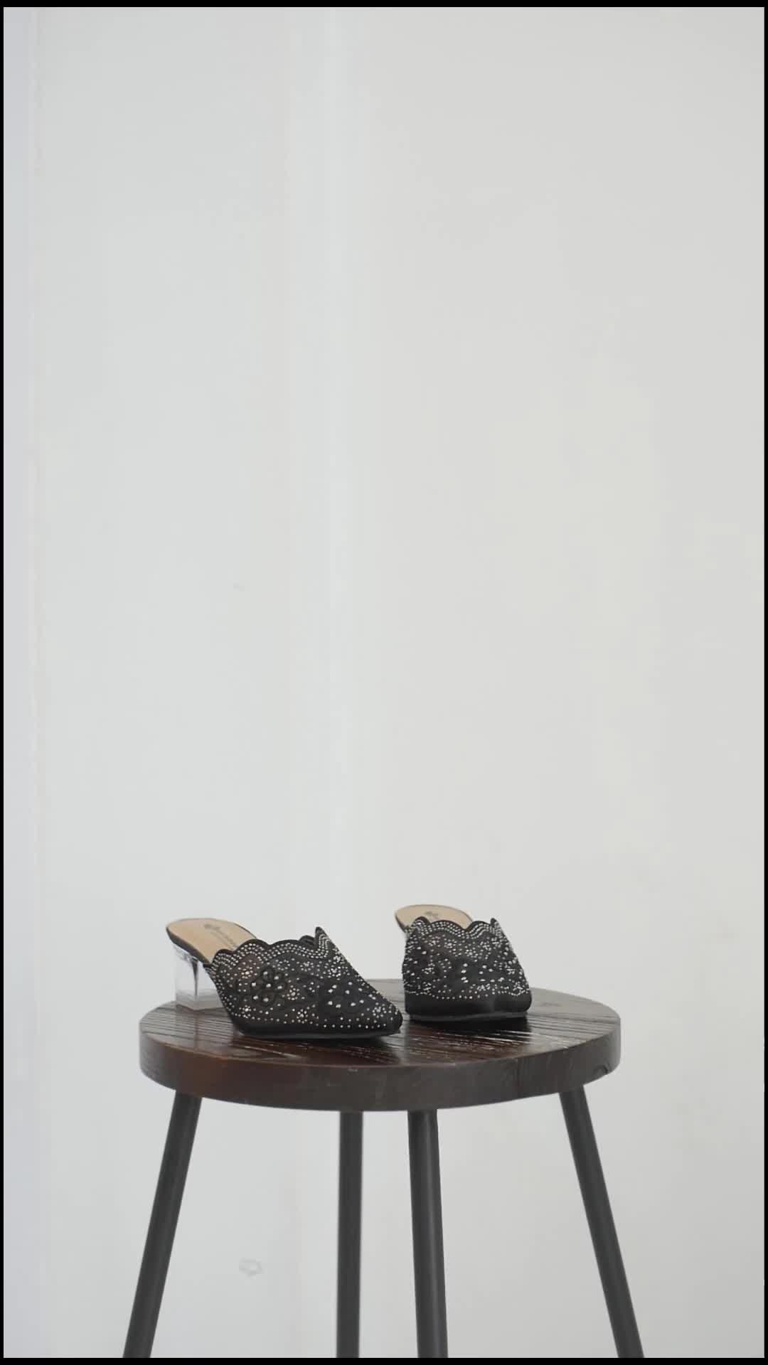 Herdian Rtwo 22 Sandal Heels Pesta Hak Kaca Wanita 5 Cm Selop Mewah Karet Shoes