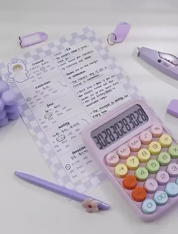 Kalkulator Warna Dopamin Oumi Kalkulator Kecantikan Tinggi 12 Digit Kalkulator Tombol Besar Warna Macaron
