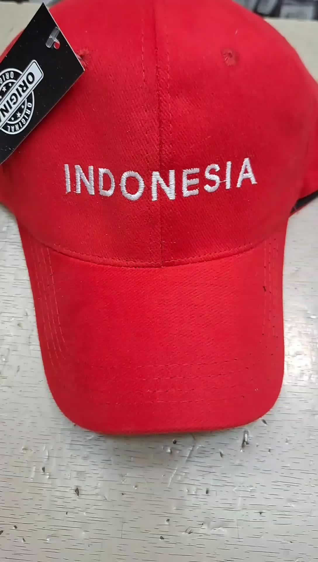 Topi Merah Putih INDONESIA Logo Bordir – Edisi Kemerdekaan 17 Agustus Baseball Snapback Hitam