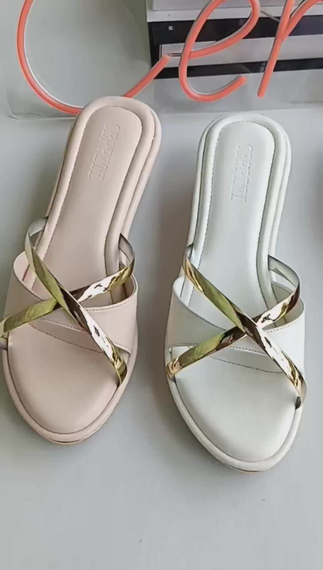 CERRITI Audy - Sandal Wedges Wanita kekinian hak 5 cm tali silang elegan dan antislip