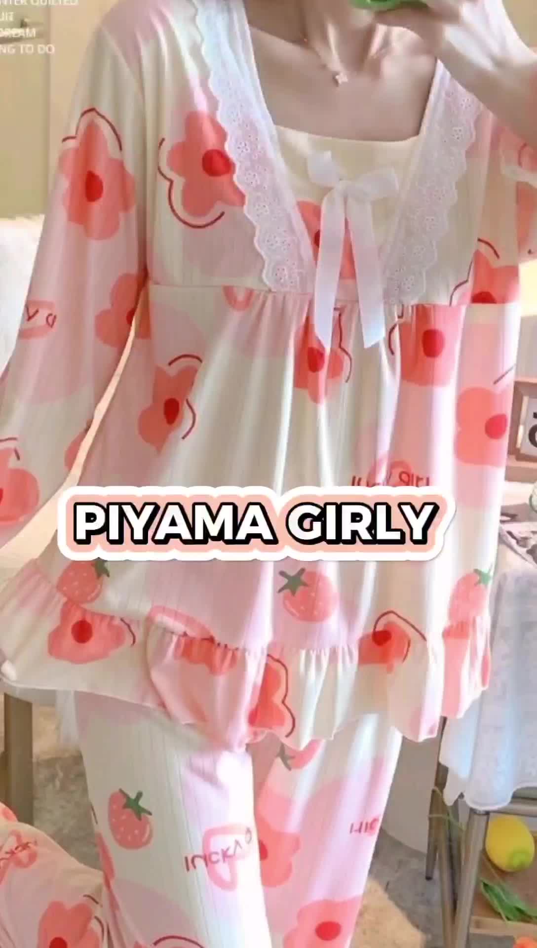 [MIS3134] Piyama Baju Tidur Wanita Set Motif Lengan Panjang Celana Panjang