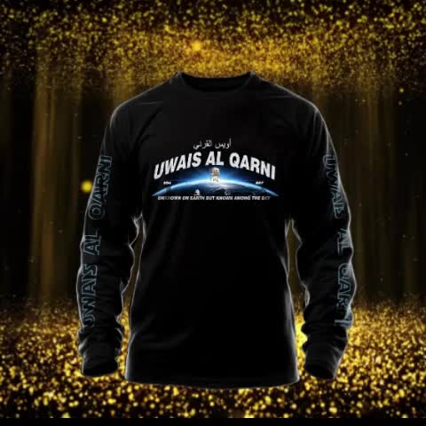 DistroMoslem Kaos Lengan Panjang Warna Hitam Bahan Cotton Combad 24s Uwais Al Qarni