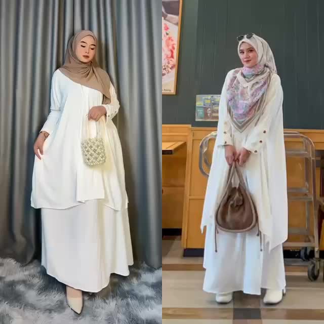 MG - Humaira Set Rok Tunik Crinkel Lengan Kancing / Set Tunik Humaira Crinkel Halus Adem Kekinian Airflow Crinkle Lembut Nyaman Muslim Wanita Kancing Gold