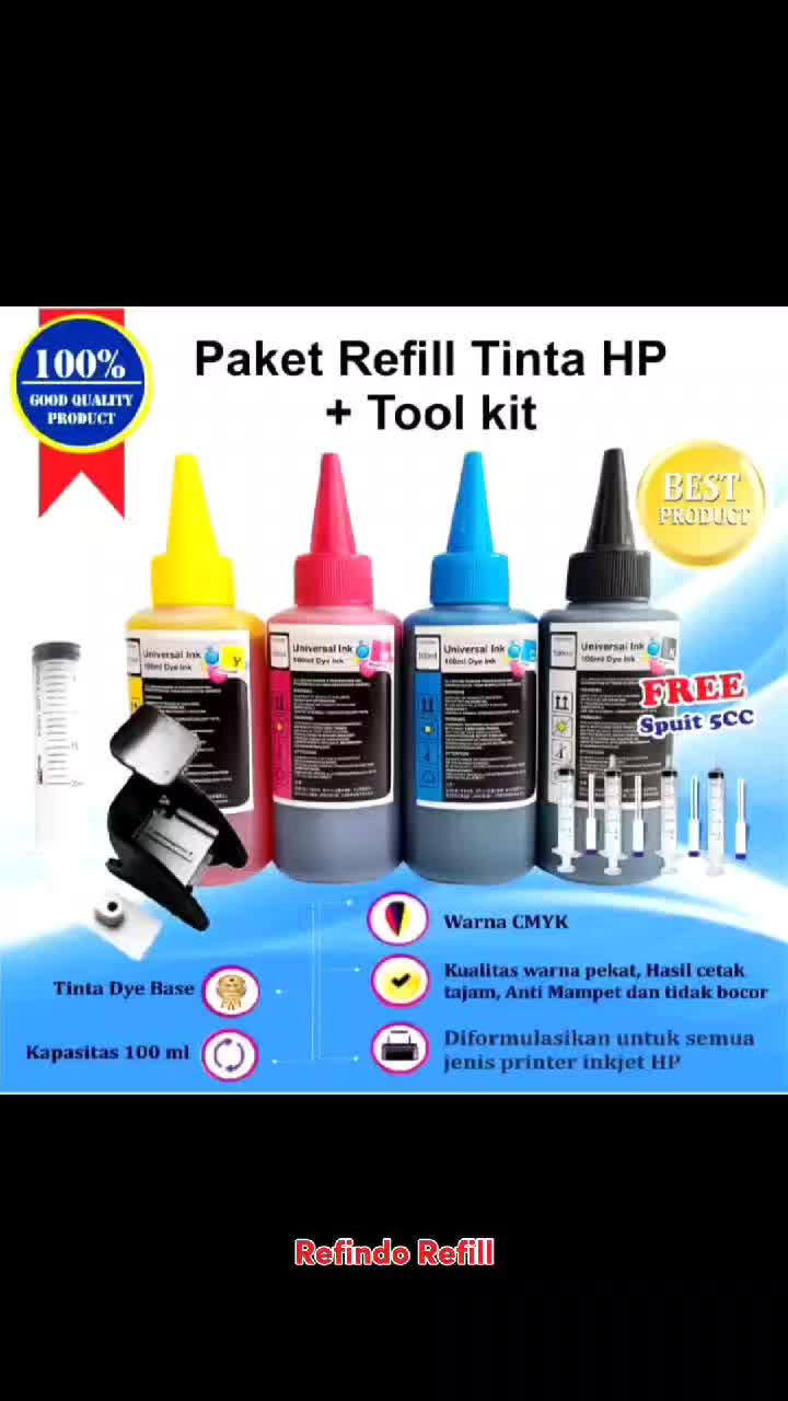Paket Refill Tinta Printer HP 680 678 682 802 803 703 704 46 60 61