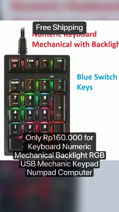 Keyboard Numeric Mechanical Backlight RGB USB Mechanic Keypad Numpad