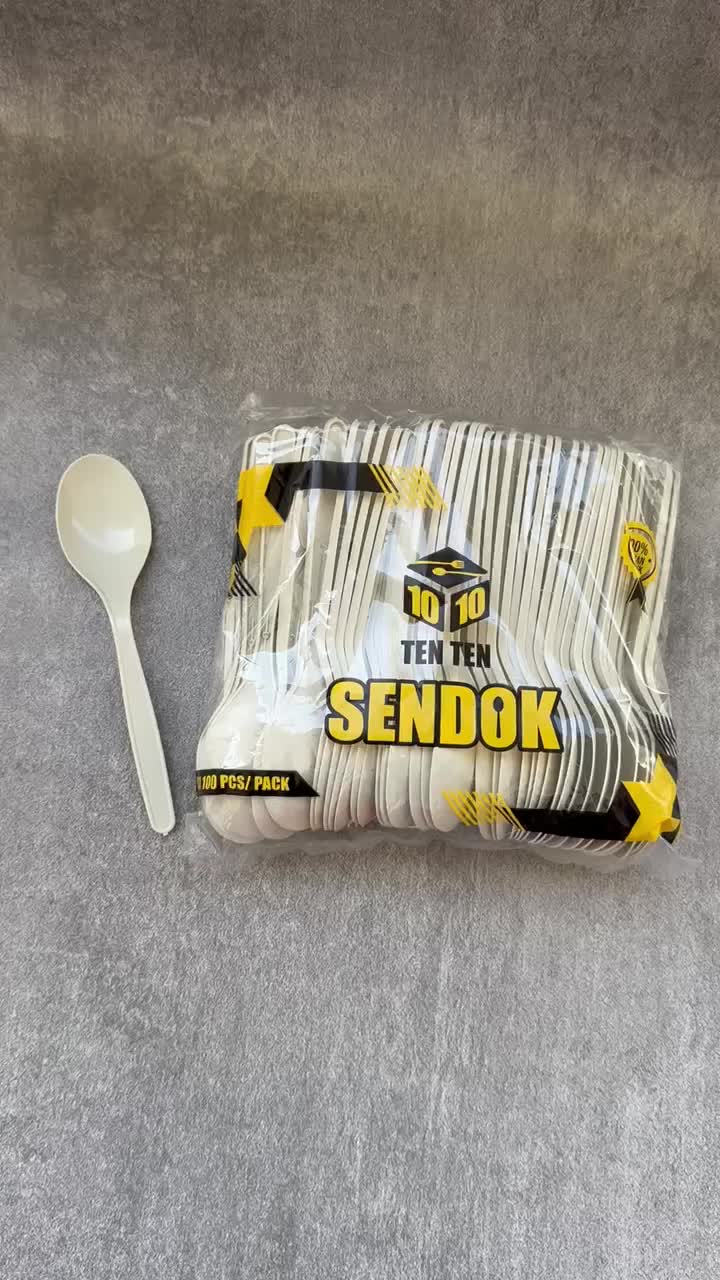 Sendok Makan TEN TEN Putih / Sendok Makan Plastik Kuat @100 Pcs