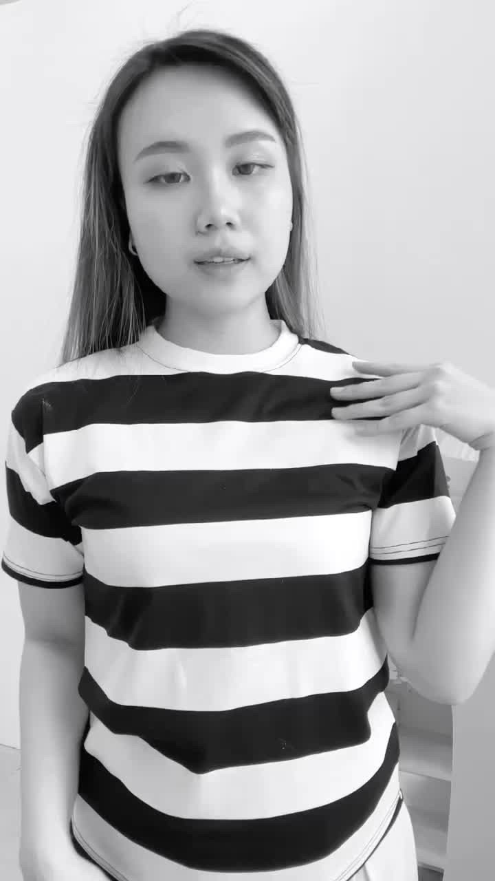 Kaos Wanita dan Keluarga GARIS BESAR Lengan Pendek dan Panjang Katun
