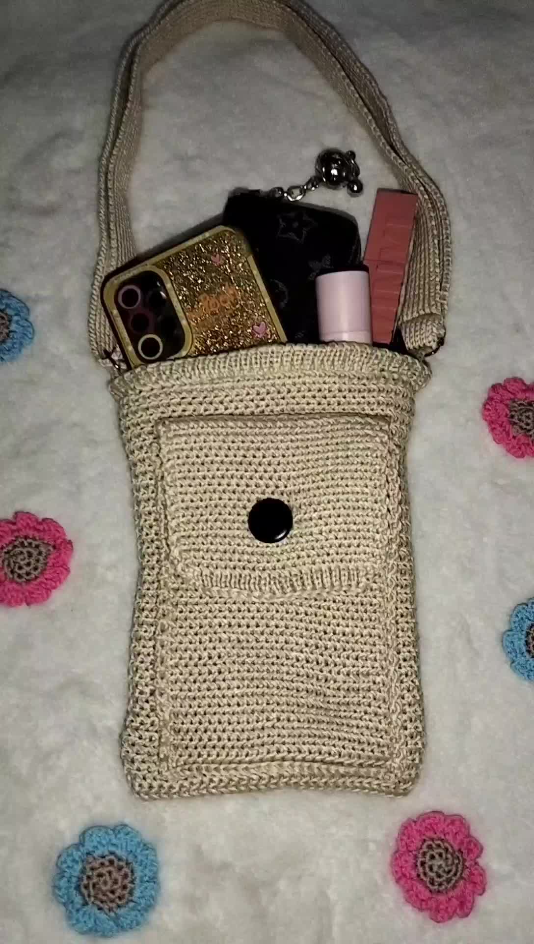 Dompet rajut slot hp dua ruang Selempang