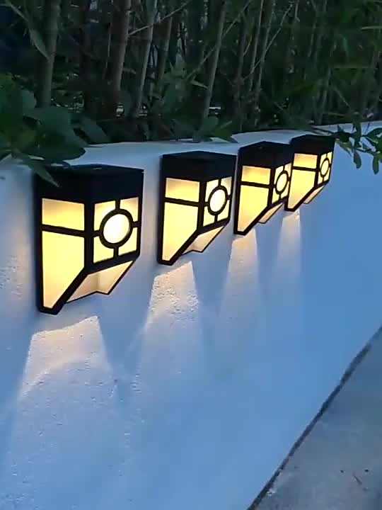 Lampu Taman Hias Tenaga Surya Solar Panel Dingding Led Solar Wall Outdoor  Waterproof-Warm White Minimalis Set