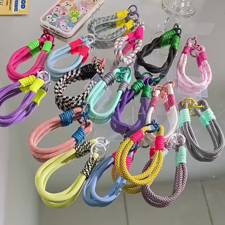 INS Solid Color Mobile Phone Strap Anti-lost Braided Rope Suitable for All Models Phone Charms with Clips
