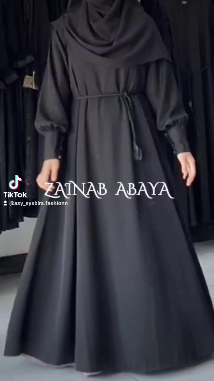 Abaya Zainab Fursan Polos by Asy-Syakira Fashion Temboro Hitam Hitam Hitam Muslim Wanita
