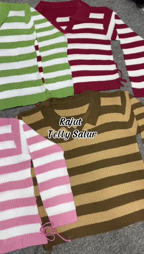 Belleza Outlet baju outfit cewek baju atasan wanita baju Rajut Kaos Telly Salur Tali knite