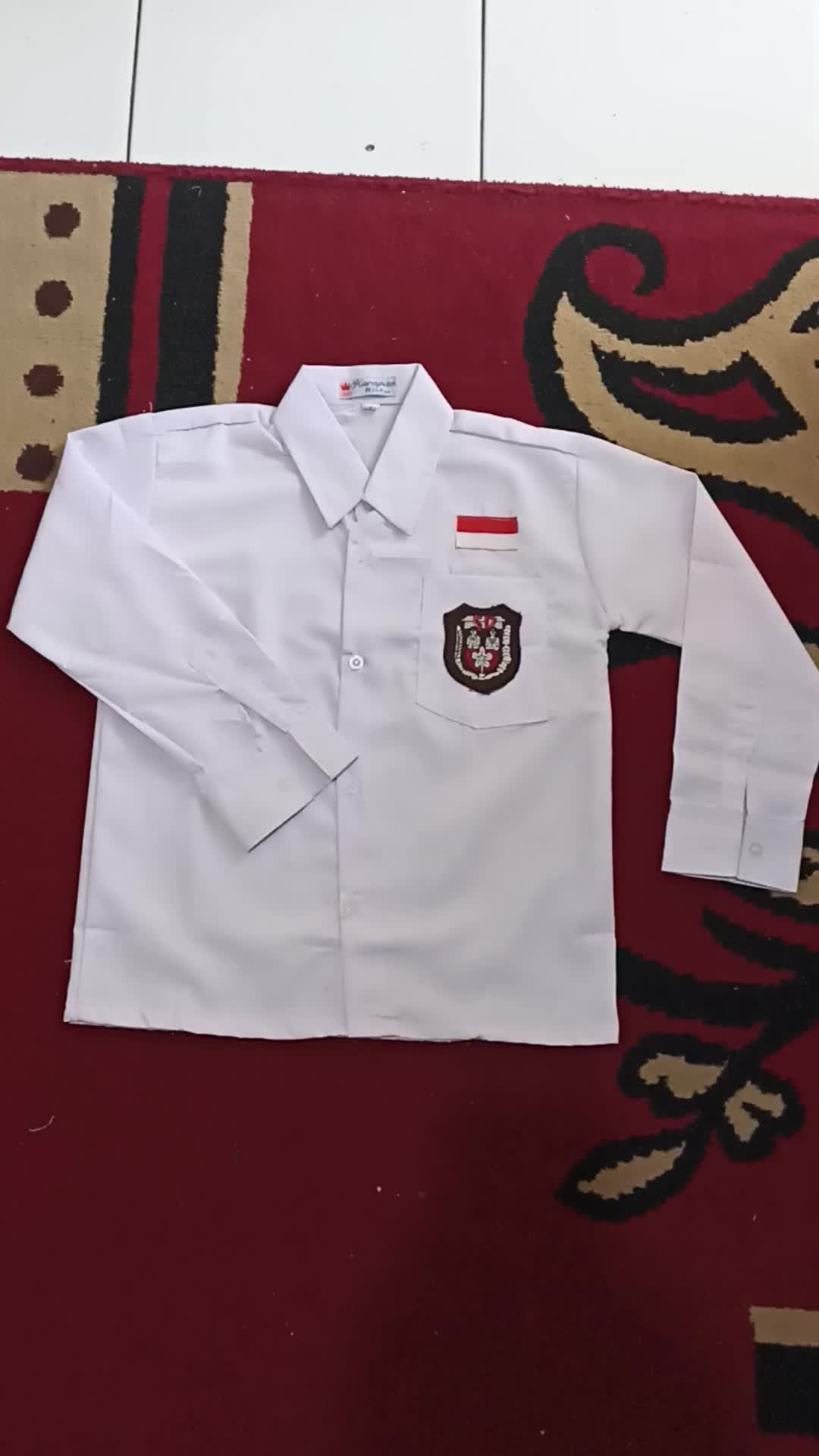 Baju putih polos sekolah SD-MI lengan panjang usia 6-13 tahun Baju putih polos lengan panjang Fashion