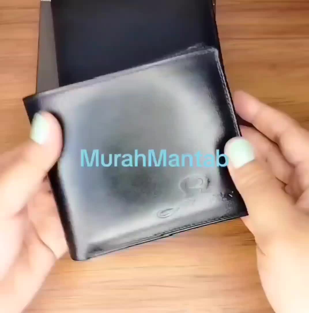 Dompet pria kulit lipat 2 pendek tanpa puring kulit jenis pull up Polos Uang Hitam