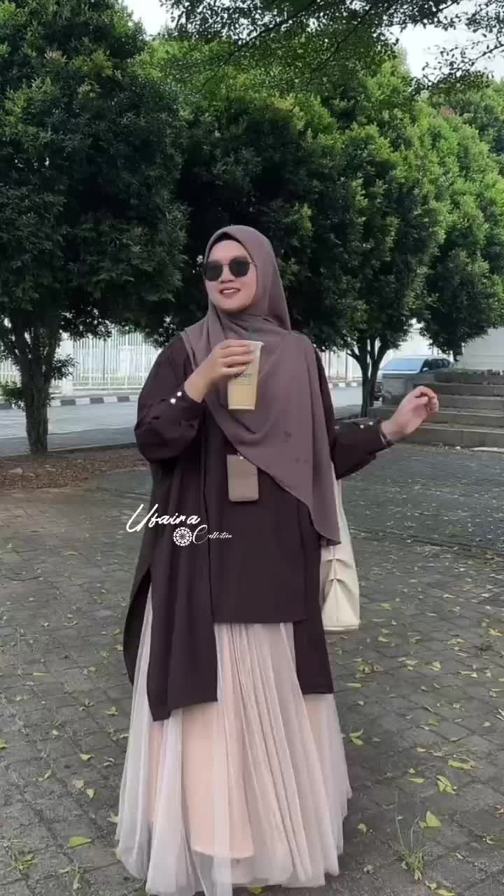 ufaira Collection~Hania one Set Rok tutu Setelan Terbaru Tunik Panjang Muslim Sabrina Atasan Wanita Oversize Nyaman Cantik