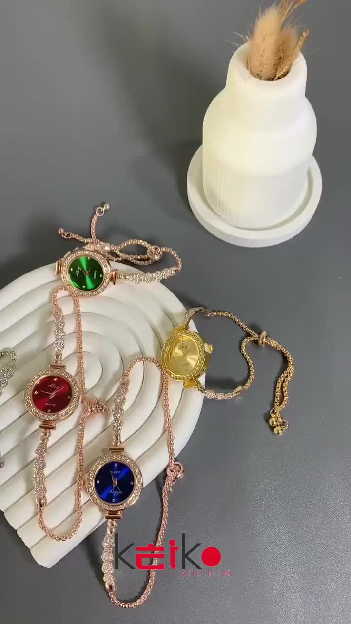 JTSR017 - Jam Tangan Wanita Bulat Serut Stainless Jam Tangan Wanita Quartz dengan Strap Rantai Diamond jam tangan wanita aesthetic
