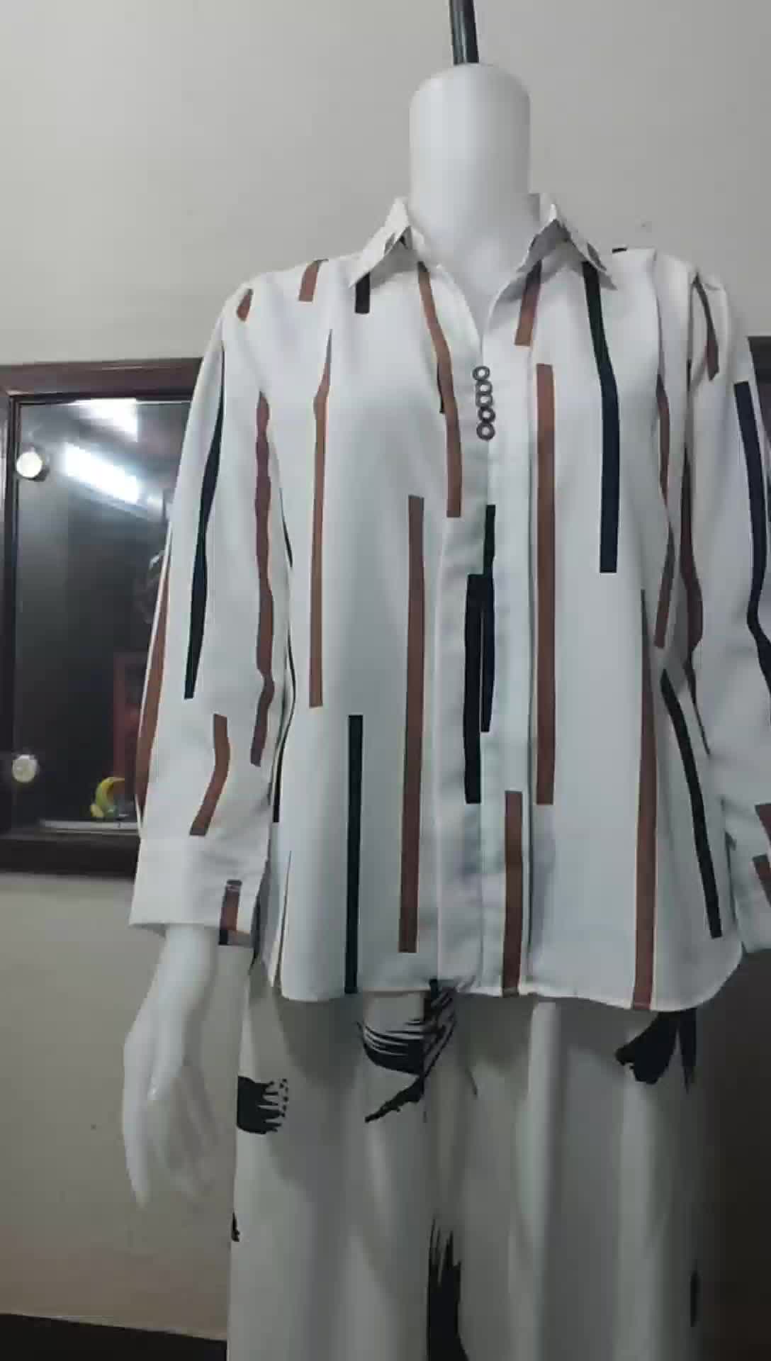 M Sampai 4XL Blus Kemeja Wanita Motif Stripe Kancing Mati/Kemeja Formal dan non Formal Wanita Terbaru Atasan Panjang Shakila Wanita Terbaru Nyaman Variasi Kerja Garis
