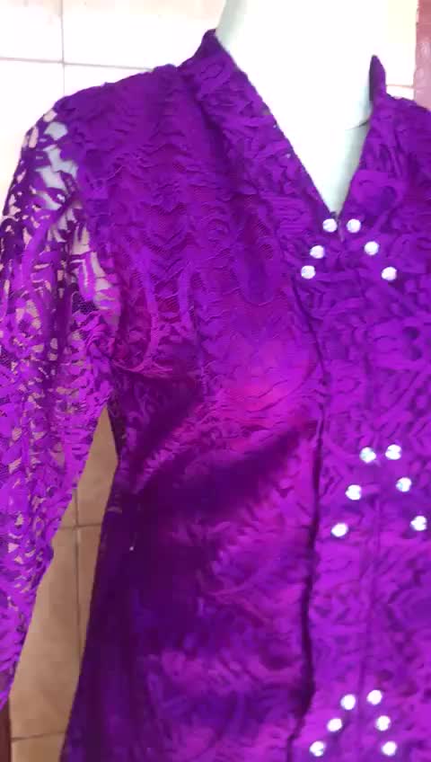 Blouse Renda Kartini/Kebaya Kartini Atasan Wanita Terbaru - Bahan Katun dengan Kancing Depan dan Detail Renda yang Elegan (Ukuran M-LD98) Dress Panjang Baju terakota