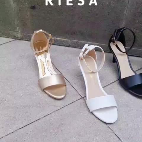 Nicholas Edison Heel Riesa Black Sandal Mid Low Heels Stiletto