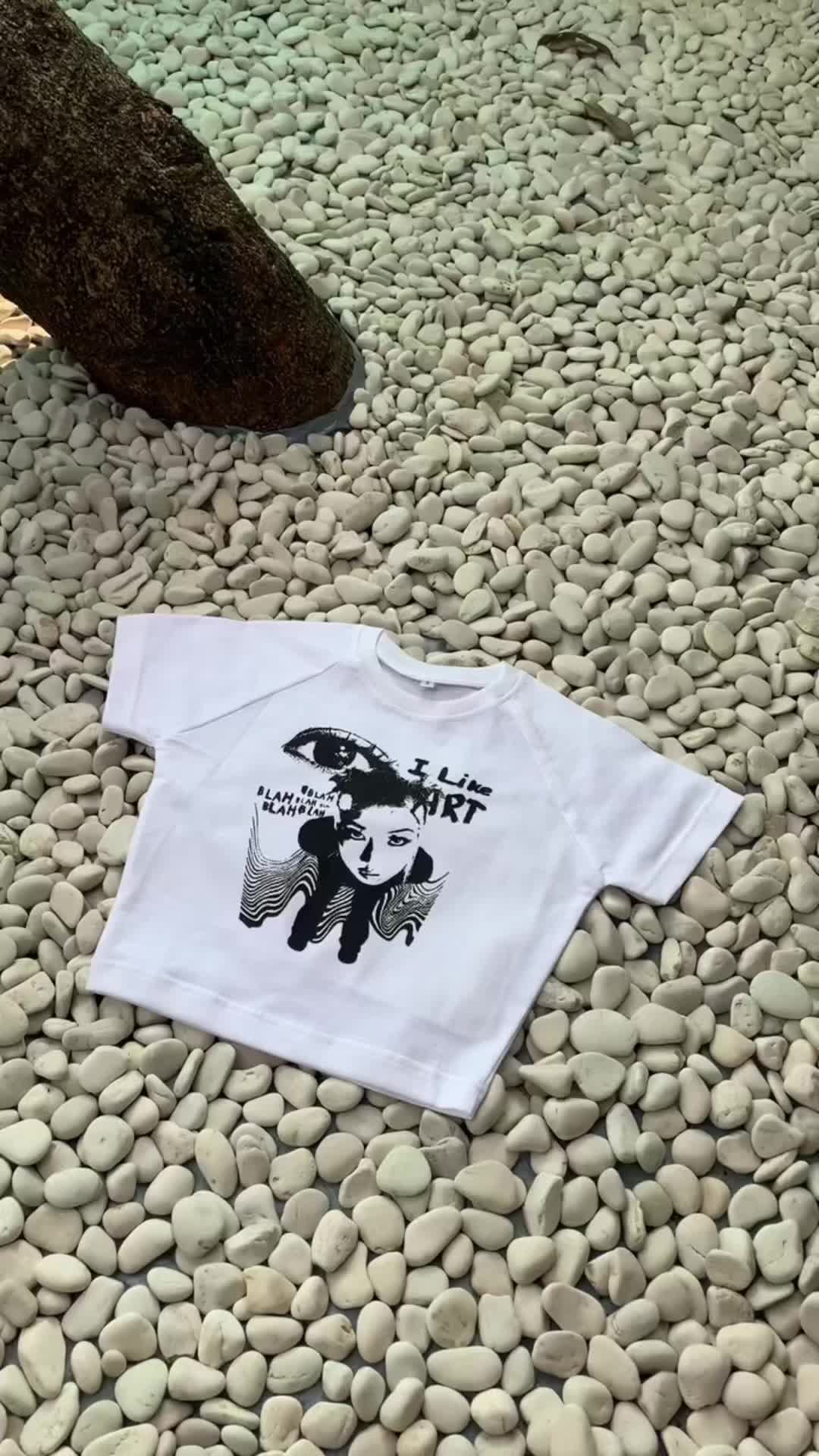 Crop Top Tee Tshirt Women I Like Art Kaos Lengan Pendek Wanita Premium