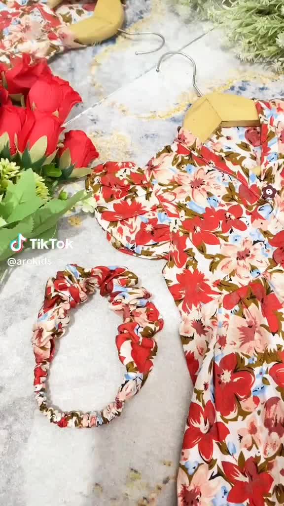 DRESS BAYI SET BANDANA SRUNSCHI DASTER ANAK USIA 3-18 BULAN BAJU BAYI NYAMAN RAYON MOTIF Cantik Dress Motif Fashion Anak