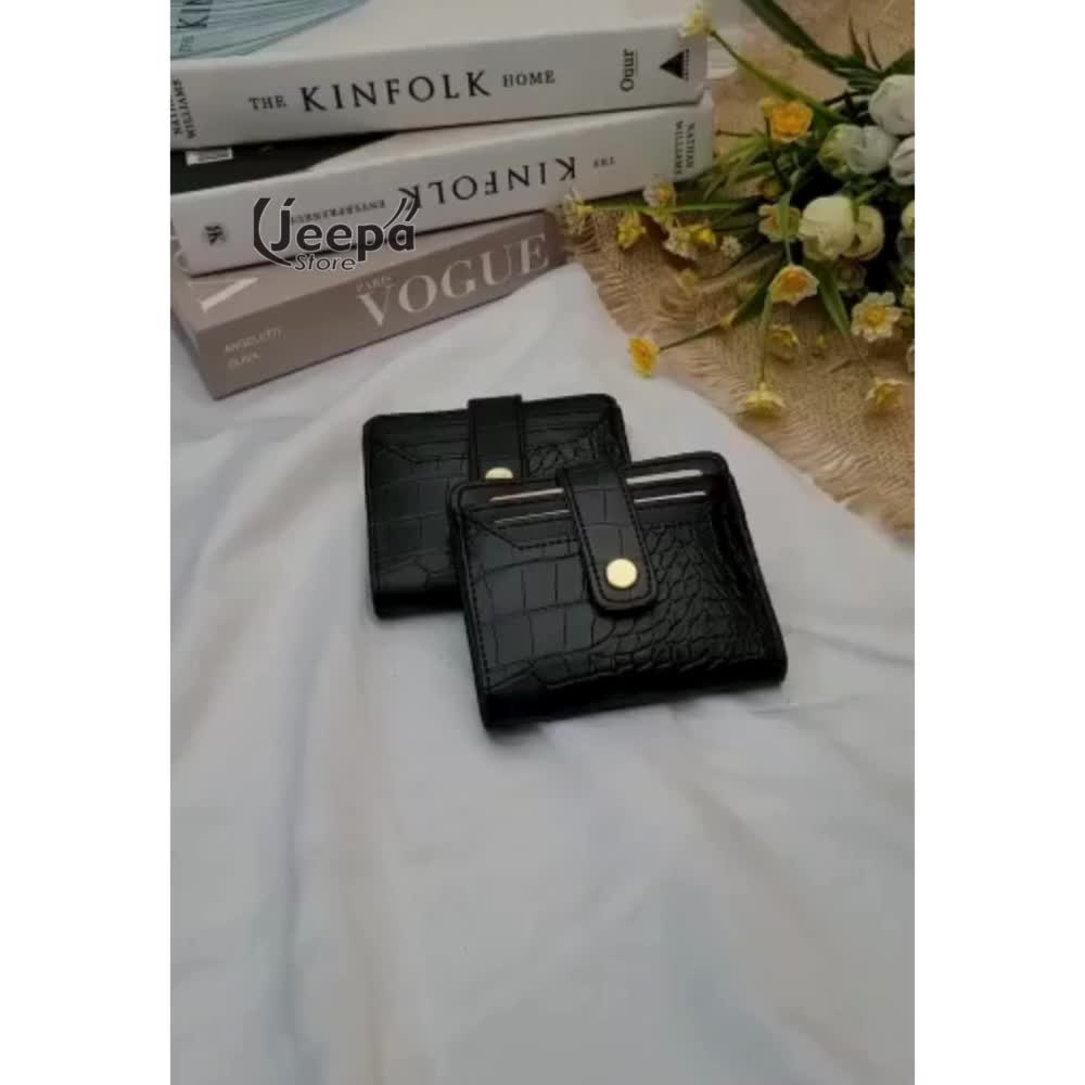 Dompet Kancing Croco Slot Kartu Fashion Wanita Elegan Korean Terbaru Kulit Premium Imprort