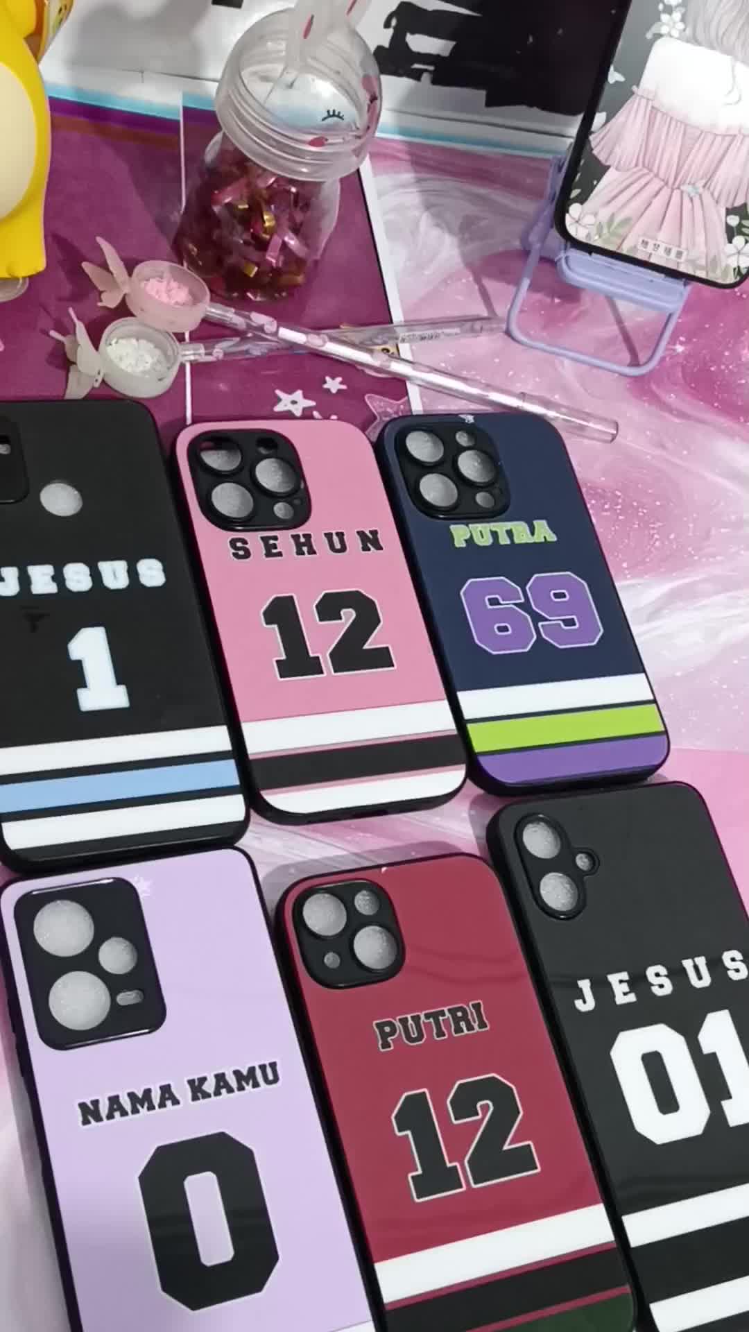 Case Kaca CUSTOM JERS3Y NAMA & ANGKA for ANDRO*ID DAN IPH*NE