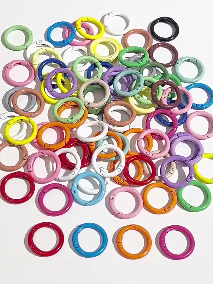 【10pcs】Lot Klip Kait Gantungan Kunci diy gantungan kunci kait gantungan kunci Gesper bulat logam berwarna-warni