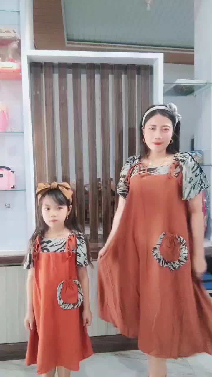 Claressa Collection Homedress Daster Anak Umbrella Motif Macan Tali Serut Lengan Rumbai Usia 1 - 13 Tahun Baju Anak Couple