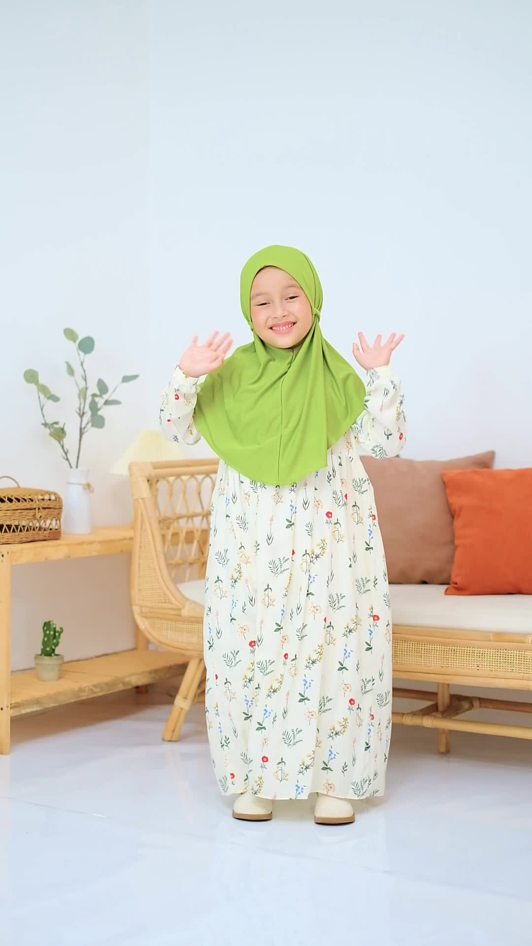 Umur 3 SD 10 tahun Gamis anak perempuan bahan Rayon viscose motif Muslim Panjang