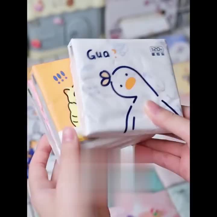 Tissue Karakter Lucu Isi 120 Lembar Sekali Pakai / Tisu Kering Bermotif 120 Sheets 3 Ply / Tissue Printing Mini Portabel Cute