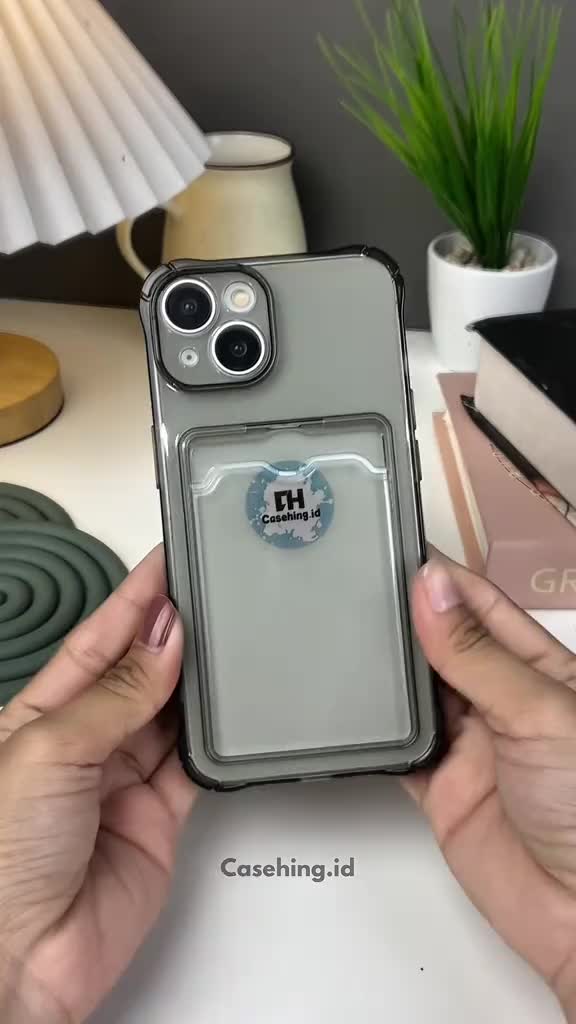 Casehing - CASE POCKET SLOT CARD ANTICRACK HOLDER IPH 7 8 SE PLUS X XS MAX XR 11 12 13 14 15 PRO PLUS PROMAX MINI Cover Casing softcase transparan soft  case