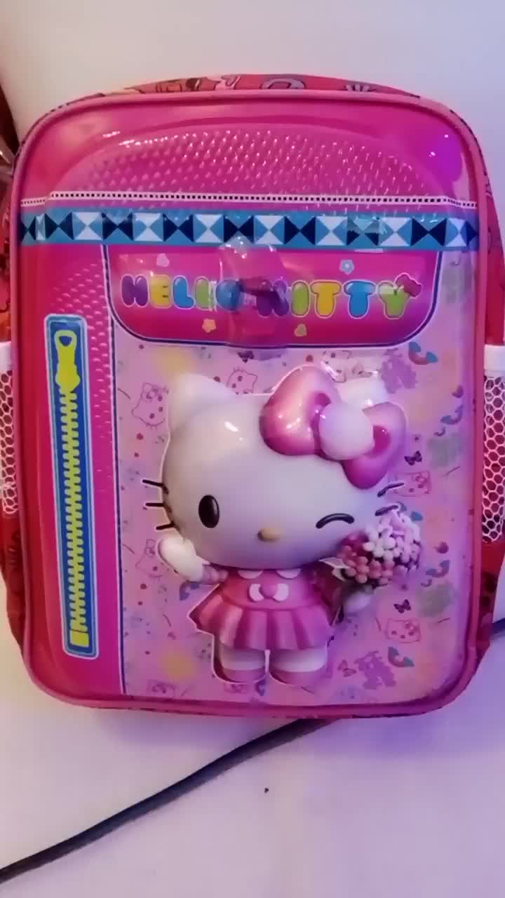 ransel sekolah paud /ransel anak perempuan embosh karakter hellokity ber led / usia 1-3 tahun Tas