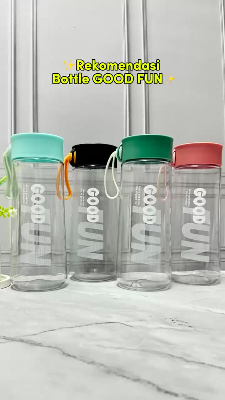 Botol Minum Dengan Tulisan "Good Fun" ( Dengan Tali Uk 500 ML ) - 903