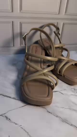 Sandal Selop Wanita Karet Import BALANCE Motif Tali Silang Ringan Empuk Sol Tebal Hak 7CM  / 2317
